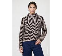 Monari - Strickpullover mit Fischgratmuster dark blue gemustert - Gr. - 42