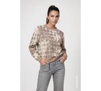 monari - Strickpullover mit Hahnentritt-Jacquard-Muster brown sugar gemustert - Gr. - 40
