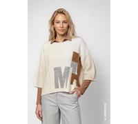 monari - Strickpullover mit Intarsie-Design antique white - Gr. - 40