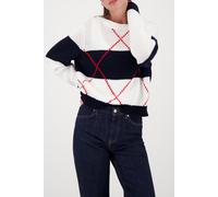 monari - Strickpullover mit Intarsie-Muster marine gemustert - Gr. - 42