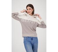 Kapuzenpullover MONARI "Pullover Beauty Colorblock", Damen, Gr. 40, beige (greige), Sweatware, Obermaterial: 100% Baumwolle, unifarben, modisch, regular fit normal, Rundhals, Langarm eingesetzt Rippbü