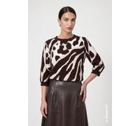 monari - Strickpullover mit Leo-Tiger-Mustermischung black coffee gemustert - Gr. - 36