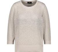 Strickpullover MONARI "Pullover Netz + Schmuck", Damen, Gr. 46, beige (warm sand), Strick, Obermaterial: 100% Baumwolle, unifarben, modisch, klassisch normal, Rundhals, 3/4-Ärmel Ärmel ohne Ärmelschli