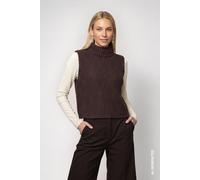 Pullunder MONARI "Pullunder Basic Chenille", Damen, Gr. 34, braun (schwarz), Strick, Obermaterial: 100% Polyester, unifarben, regular fit taillenbedeckt, Rundhals, Pullover Pullunder, Regular fit mit 