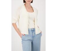 Strickjacke MONARI "Jacke Stricküberwurf Basic", Damen, Gr. 46, beige, Strick, Obermaterial: 57% Polyacryl, 43% Polyamid, unifarben, regular fit taillenbedeckt, Rundhals, eingesetzt gerader Abschluss,