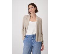 Strickjacke MONARI "Jacke Basic Stricküberwurf", Damen, Gr. 42, beige (warm sand), Strick, Obermaterial: 57% Polyacryl, 43% Polyamid, unifarben, modisch, klassisch normal, Rundhals, Langarm Ärmel ohne