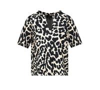 Sweatshirt MONARI "Sweatshirt Leo allover", Damen, Gr. 38, schwarz (schwarz gemustert), Web, Obermaterial: 70% Baumwolle, 30% Polyester, gemustert, animal-print, mehrfarbig, modisch, regular fit kurz,