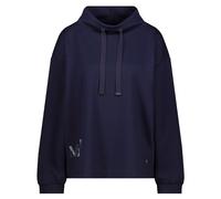 Sweatshirt MONARI "Sweatshirt Schmuckdetail", Damen, Gr. 36, blau (night sky), Sweatware, Obermaterial: 55% Polyester, 38% Viskose, 7% Elasthan, unifarben, modisch, regular fit normal, hoch geschlosse