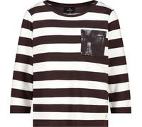 Sweatshirt MONARI "Sweatshirt Ringel + Schmuck", Damen, Gr. 38, dk chocol ger, Web, Obermaterial: 80% Viskose, 15% Polyester, 5% Elasthan, geringelt, regular fit taillenbedeckt, Rundhals, eingesetzt a