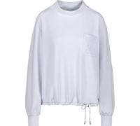 Sweatshirt MONARI "Sweatshirt Basic Schmuckdetail", Damen, Gr. 46, ice blau, Sweatware, Obermaterial: 52% Modal, 42% Polyester, 6% Elasthan, unifarben, regular fit taillenbedeckt, Rundhals, eingesetzt