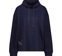 Sweatshirt MONARI "Sweatshirt Schmuckdetail", Damen, Gr. 46, blau (night sky), Sweatware, Obermaterial: 55% Polyester, 38% Viskose, 7% Elasthan, unifarben, modisch, regular fit normal, hoch geschlosse