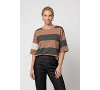 monari - Sweatshirt mit Colorblock dark grey ringel - Gr. - 42
