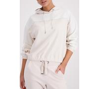 Kapuzensweatshirt MONARI "Sweatshirt Colorblock + Schmuck", Damen, Gr. 38, beige, Sweatware, Obermaterial: 55% Polyester, 38% Viskose, 7% Elasthan, unifarben, regular fit taillenbedeckt, Rundhals, ein