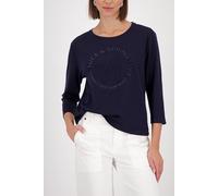 Monari Sweatshirt Damen mit Emblem Rundhals Regular Fit marine Gr. 40