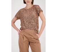 monari - T-Shirt mit Pailletten mocca - Gr. - 40