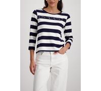 monari - Sweatshirt mit Pailletten-Streifen marine ringel - Gr. - 44