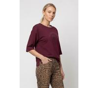 Monari - Sweatshirt mit Schmuckschriftzug dark bordeaux - Gr. - 34