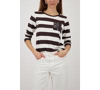 monari - Sweatshirt mit Streifen dark chocolate ringel - Gr. - 44