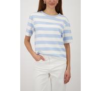 Sweatshirt MONARI "Sweatshirt Basic Ringel", Damen, Gr. 42, lt sky ger, Sweatware, Obermaterial: 83% Viskose, 14% Polyester, 3% Elasthan, geringelt, regular fit taillenbedeckt, Rundhals, eingesetzt ab