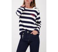 Sweatshirt MONARI, Damen, Gr. 46, marine geringelt, Sweatware, Obermaterial: 83% Viskose, 14% Polyester, 3% Elasthan, geringelt, regular fit normal, Rundhals, abgesteppte Kante, Sweatshirts Sweatshirt