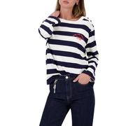 Sweatshirt MONARI, Damen, Gr. 46, marine geringelt, Sweatware, Obermaterial: 83% Viskose, 14% Polyester, 3% Elasthan, geringelt, regular fit normal, Rundhals, abgesteppte Kante, Sweatshirts Sweatshirt