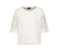Sweatshirt MONARI "Sweatshirt Perlenschmuck", Damen, Gr. 42, beige, Sweatware, Obermaterial: 100% Baumwolle, unifarben, regular fit taillenbedeckt, Rundhals, eingesetzt gerader Abschluss, Sweatshirts