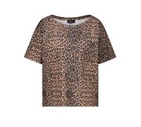 T-Shirt MONARI "Shirt Leo allover", Damen, Gr. 46, braun (braun sugar gemustert), Jersey, Obermaterial: 50% Baumwolle, 50% Modal, gemustert, regular fit normal, Rundhals, abgesteppte Kante, Shirts T-S