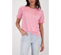 T-Shirt MONARI "Shirt 3D Blume", Damen, Gr. 46, spring flower, Web, Obermaterial: 50% Baumwolle, 50% Modal, unifarben, regular fit taillenbedeckt, Rundhals, eingesetzt abgesteppte Kante, Shirts T-Shir