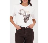 Monari T-Shirt mit Afrika-Aufdruck Weiß – Gr. 42
