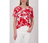 monari - T-Shirt mit Blättermuster coral red gemustert - Gr. - 38