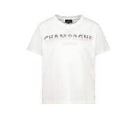 T-Shirt MONARI "Shirt Schmuckschrift", Damen, Gr. 46, off, weiß, Web, Obermaterial: 50% Baumwolle, 50% Modal, unifarben, regular fit taillenbedeckt, Rundhals, eingesetzt abgesteppte Kante, Shirts T-Sh