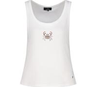 Tanktop MONARI "Top Krebs", Damen, Gr. 40, ecru, Web, Obermaterial: 65% Polyester, 30% Viskose, 5% Elasthan, unifarben, regular fit taillenbedeckt, Rundhals, Tops Tanktop, Regular fit mit Strass-Krebs