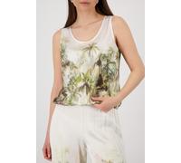 Monari - Top mit tropischen Print olive gemustert - Gr. - 40