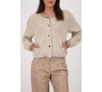 Strickjacke MONARI "Jacke Strick Tweed", Damen, Gr. 38, braun (truffle), Strick, Obermaterial: 50% Baumwolle, 30% Polyester, 11% Viskose, 5% metallisierte Fasern, 4% Polyamid, unifarben, modisch, regu