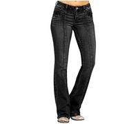Monatsabrechnungen Anzeigen Deals of The Day Sommer Jeans Damen Leicht Middle Jeans Jeans Denim Stretch Hosen Frauen Stickerei Taille Schlag Damenjeans Jeanshosen Für Frauen Mit Knöpfen Must Have