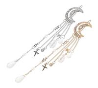 Mond Haarspange Dekorativ Legierung, Silber, mit Quaste, 2 Stück | Chic und Elegant, für Frauen und Mädchen, mit Sternanhänger und Langer Kette, Modisch