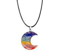 Mond-Halsketten für Damen, Stein-Anhänger, Kristall-Halskette, Choker, bunte Mond, natürliche Kristalle, Kristallanhänger, Stein-Halskette, spirituelle Halskette