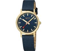 Mondaine Classic Damen Quarz Armbanduhr aus Edelstahl mit Textil-Kork-Band, 36 mm, A660.30314.40SBQ, blau (Deep Ocean Blue)