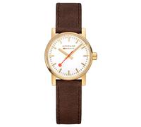 Mondaine Damen Armbanduhr Evo2 in der Farbe Braun/Gold mit Leder Armband, Gehäusedurchmesser: 30 mm, MSE.30112.LGV