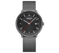 Mondaine MLE.41220.SM Herren-Quarzuhr Doppio Schwarz mit Meshband