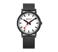 Mondaine - Essence MS1.41120.RB - Herrenuhr 41mm - Bahnhofsuhr in Schwarz schwarzem Armband aus recycelten Rohstoffen - 30m Wasserdicht nachhaltig v