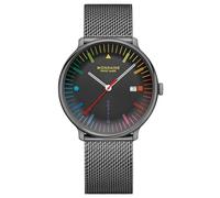 Mondaine Herren-Quarzuhr Doppio mit Mesh-Band Dunkelgrau 41 mm MLE.41221.SM
