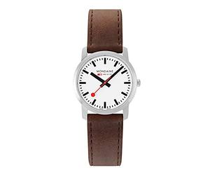 Mondaine Simply Elegant Herren Armbanduhr aus Edelstahl und Leder in der Farbe Silber-Braun 36mm, Wasserdichtigkeit: 3 Bar, A400.30351.11SBG