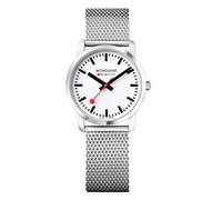 Mondaine Simply Elegant Unisex Armbanduhr aus Edelstahl in der Farbe Silber 36mm, Wasserdichtigkeit: 3 Bar, A400.30351.16SBM