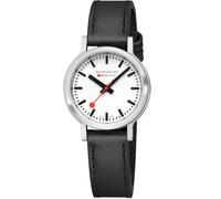 Mondaine stop2go Damen Armbanduhr in der Farbe Schwarz mit Armband aus Leder, Wasserdichtigkeit: 3 Bar, Gehäusedurchmesser: 34 mm, MST.3401B.LBV.Set