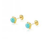 Monde Petit T1762P - Pendientes de bebe/niña oro 18 kts. orla rusa turquesa 4 mm. - Geschenkbox - Garantiezertifikat