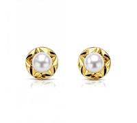 Monde Petit T1765P - Pendientes de bebe/niña oro 18 kts. orla estrella perla 3 mm - Geschenkbox - Garantiezertifikat