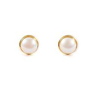 Monde Petit T1778P - Pendientes de bebe/niña oro 18 kts. orla brillo perla 3 mm. - Geschenkbox - Garantiezertifikat