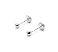 Monde Petit T1787P - Pendientes de bebe/niña oro blanco 18 kts. bola lisa 3 mm. - Geschenkbox - Garantiezertifikat