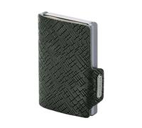 MONDRAGHI Basic Outlet - Mini-Wallet Ultraleichte Geldbörse mit Narbenleder. Kleiner Geldbeutel mit RFID-Schutz-Chip - Kartenetui mit Leichtmetallrahmen (Forest)